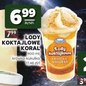 Lody koktajlowe krówka-kukułka Koral promocja w Stokrotka