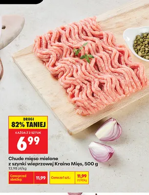 Chude mięso mielone z szynki wieprzowej Kraina Mięs promocja w Biedronka