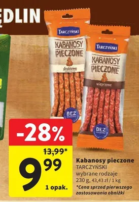 Kabanosy pieczone wieprzowe Tarczyński promocja w Intermarche