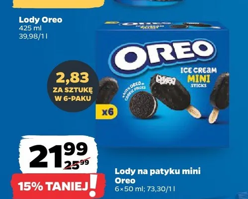 Lody na patyku mini Oreo 6-pak 50ml promocja w Netto