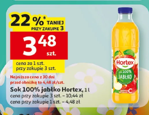 Sok 100% jabłko Hortex promocja w Auchan