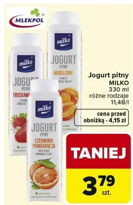 Jogurt pitny 330ml różne rodzaje promocja w Carrefour Market