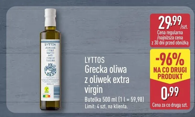 Grecka oliwa z oliwek extra virgin promocja w Aldi