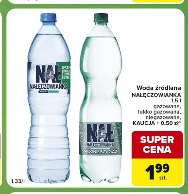 Woda źródlana niegazowana Nałęczowianka promocja w Carrefour Express