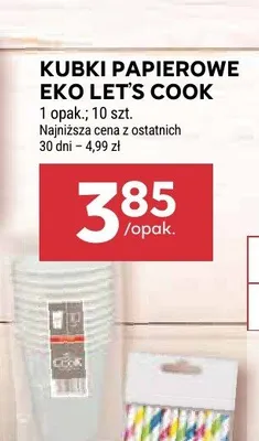 Kubki papierowe Eko Let's Cook promocja w Stokrotka