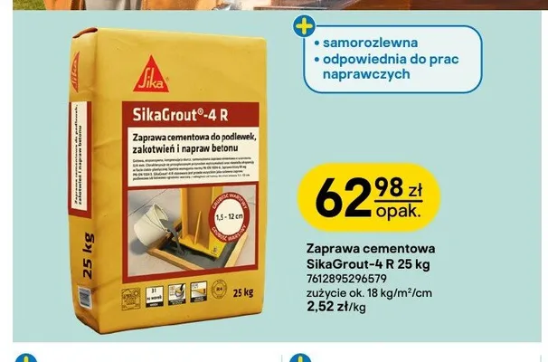 Zaprawa cementowa SikaGrout-4 R 25kg promocja w Castorama