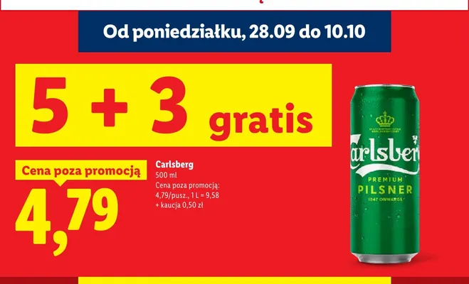 Piwo Carlsberg Premium Pilsner promocja w Lidl