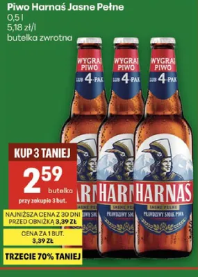 Piwo Harnaś Jasne Pełne promocja w Delikatesy Centrum