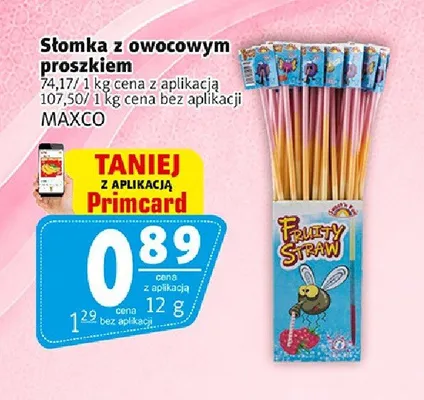Słomka z owocowym proszkiem Maxco promocja w Prim Market