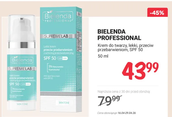 Krem do twarzy, lekki, przeciw przebarwieniom, SPF 50 promocja w Rossmann