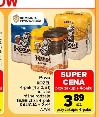 Piwo Kozel Černý 4-pak promocja w Carrefour