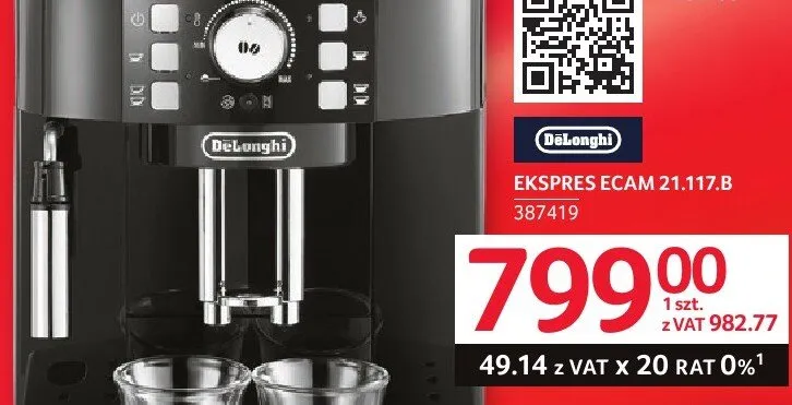 Ekspres do kawy DeLonghi ECAM 21.117.B promocja w Selgros