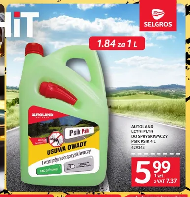 Letni płyn do spryskiwaczy Psik Psik Autoland promocja w Selgros