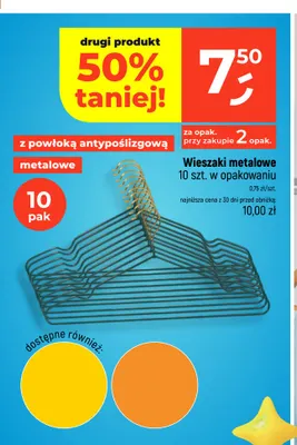 Wieszaki metalowe z powłoką antypoślizgową 10 szt. promocja w Dealz