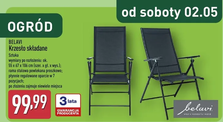 Krzesło składane promocja w Aldi