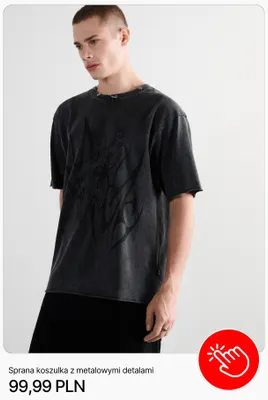 Sprana koszulka z metalowymi detalami Cropp promocja w Cropp