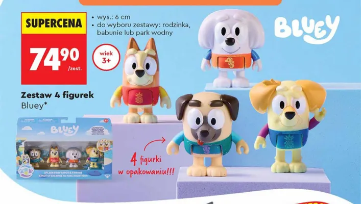 Figurki Bluey rodzinka 4-pak wys. 6cm promocja w Biedronka