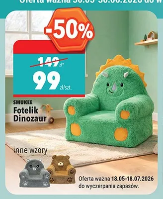 Fotelik SMUKEE Dinozaur promocja w Biedronka