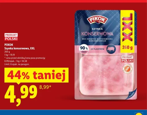 Szynka konserwowa XXL Pikok promocja w Lidl