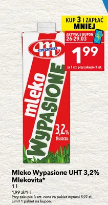 Mleko wypasione UHT 3,2% promocja w LEWIATAN