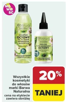Szampon octowy do włosów naturalnych i matowych oczyszczający Barwa Naturalna promocja w Carrefour Market