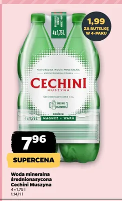 Woda mineralna średnionasycona Cechini Muszyna promocja w Netto