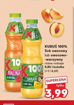 Sok owocowy Kubuś Malina 100% promocja w Kaufland
