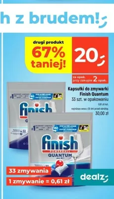 Kapsułki do zmywarki Finish Quantum promocja w Dealz