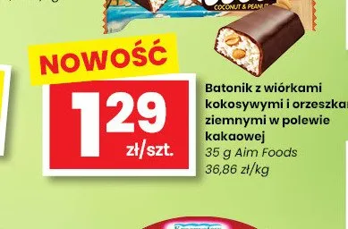 Batonik z wiórkami kokosowymi i orzeszkami ziemnymi w polewie kakaowej Cocoz promocja w emma MARKET
