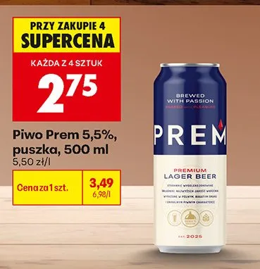 Piwo Prem Premium Lager Beer promocja w Biedronka