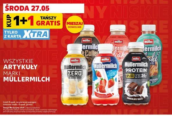 Napój mleczny Müller Müllermilch o smaku truskawkowym promocja w Kaufland