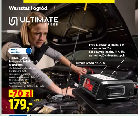 Prostownik do ładowania akumulatora Ultimate Speed promocja w Lidl