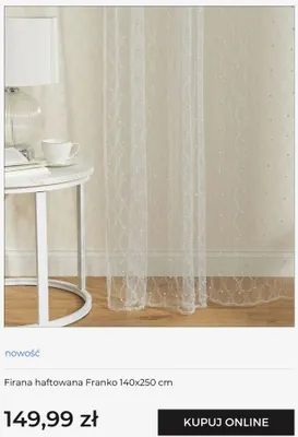 Firana haftowana Franko 140x250 cm home & you promocja w home&you