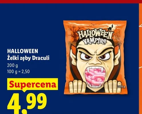Żelki zęby Draculi Halloween promocja w Lidl