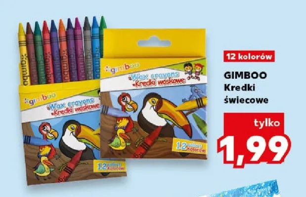 Kredki świecowe Gimboo 12 kolorów promocja w Kaufland