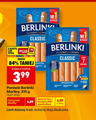 Parówki Berlinki Morliny promocja w Biedronka
