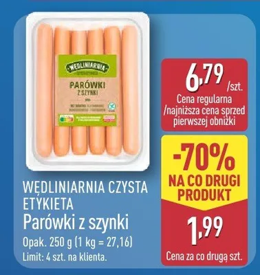 Parówki z szynki Prime food promocja w Aldi