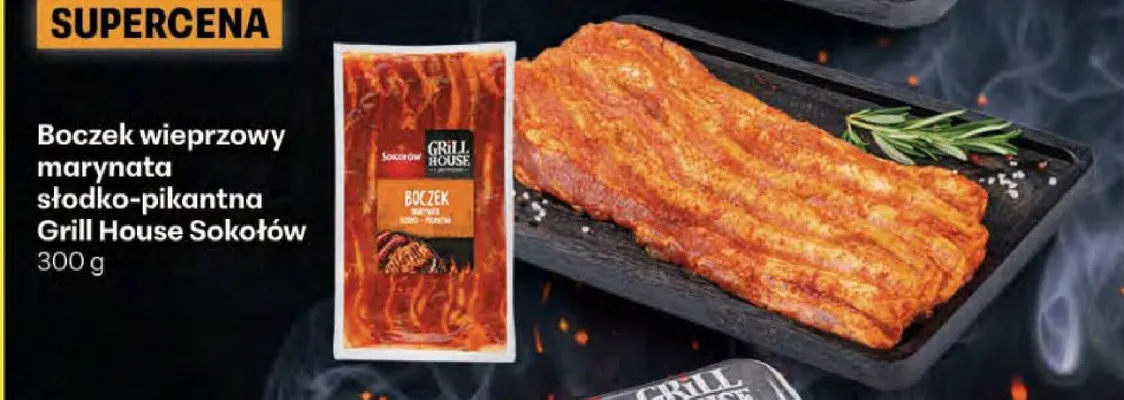 Boczek wieprzowy marynata słodko-pikantna Grill House Sokołów promocja w Delikatesy Centrum