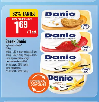 Serek homogenizowany Danio o smaku truskawkowym promocja w POLOmarket