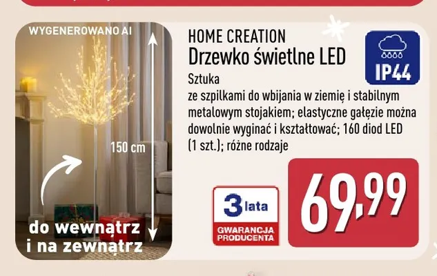 Drzewko świetlne LED Home Creation promocja w Aldi