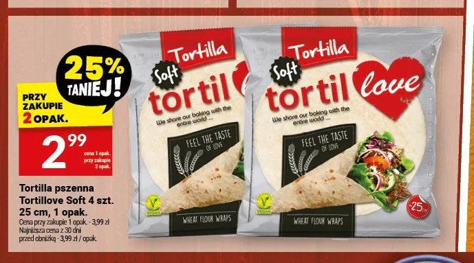Tortilla pszenna Tortillove Soft 4-pak 25 cm promocja w Twój Market