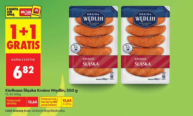 Kiełbasa śląska Kraina Wędlin promocja w Biedronka