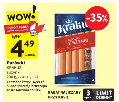 Parówki z szynki promocja w Intermarche
