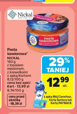 Pasta kawiorowa z łososiem wędzonym Nickal promocja w Carrefour Market