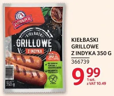 Kiełbaski grillowe z indyka Indykpol 350g promocja w Selgros