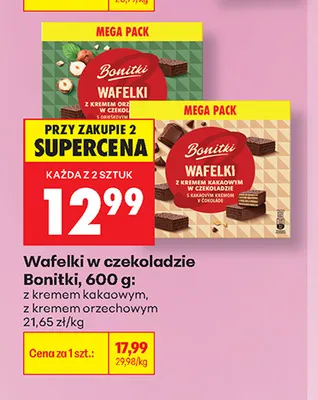 Wafelki w czekoladzie z kremem orzechowym Bonitki promocja w Biedronka