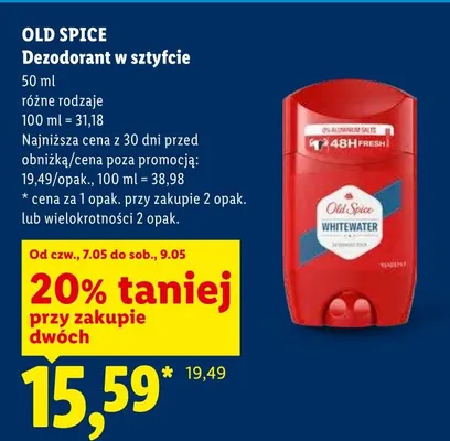 Dezodorant w sztyfcie Old Spice Whitewater promocja w Lidl