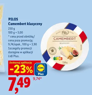 Ser Camembert klasyczny Pilos promocja w Lidl