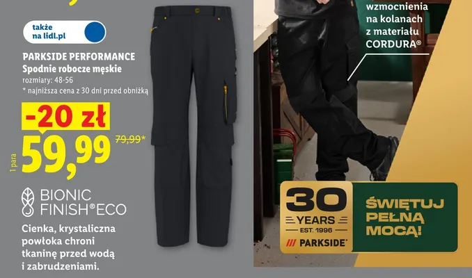 Spodnie robocze męskie Parkside Performance promocja w Lidl