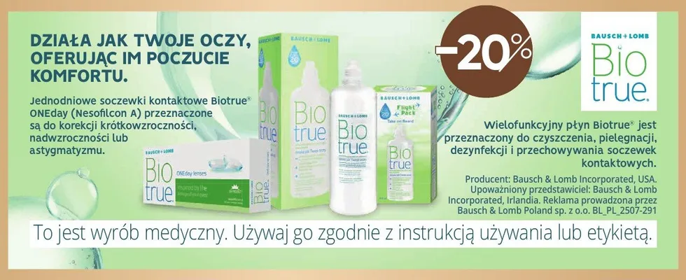 Jednodniowe soczewki kontaktowe Biotrue ONEday promocja w Super-Pharm